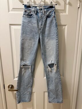Abercrombie & Fitch Light Blue High-Rise Distressed Jeans